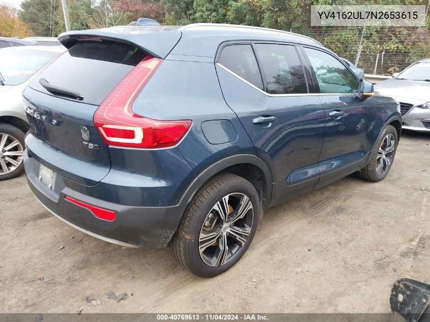 YV4162UL7N2653615 2022 Volvo Xc40 T5 Inscription