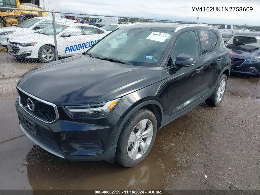 2022 Volvo Xc40 T5 Momentum VIN: YV4162UK1N2758609 Lot: 40882729