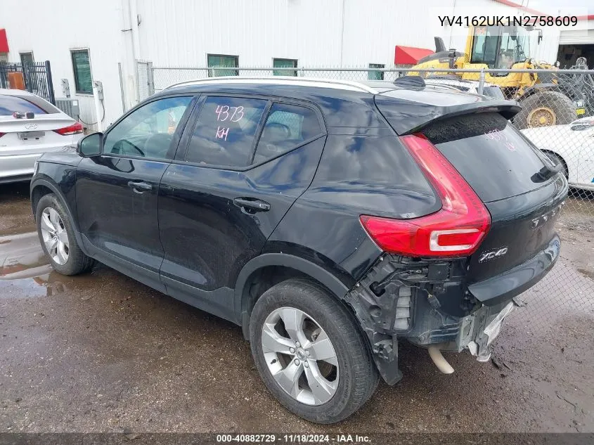 2022 Volvo Xc40 T5 Momentum VIN: YV4162UK1N2758609 Lot: 40882729