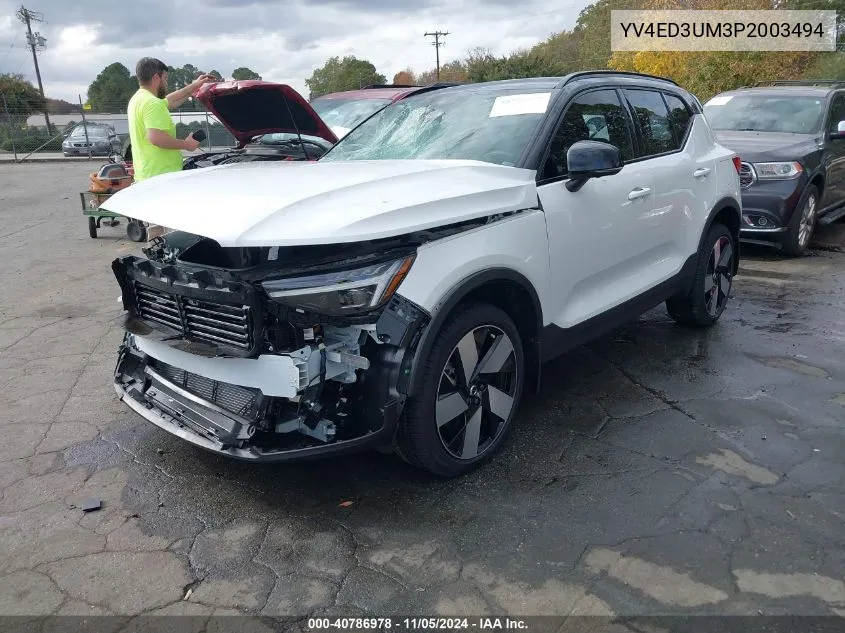 2023 Volvo Xc40 Recharge Pure Electric Twin Ultimate VIN: YV4ED3UM3P2003494 Lot: 40786978