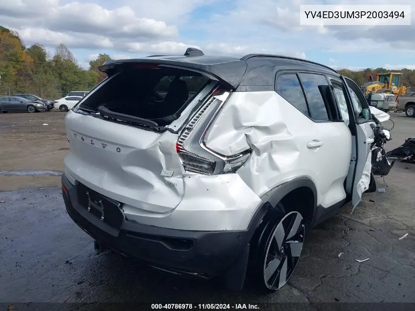 2023 Volvo Xc40 Recharge Pure Electric Twin Ultimate VIN: YV4ED3UM3P2003494 Lot: 40786978