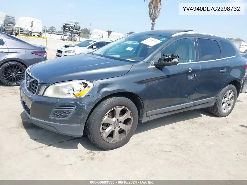 2012 Volvo Xc60 3.2/3.2 Platinum/3.2 Premier/3.2 Premier Plus VIN: YV4940DL7C2298732 Lot: 39689590