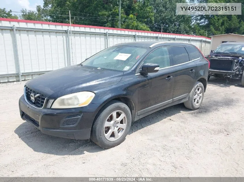 2012 Volvo Xc60 3.2/3.2 Platinum/3.2 Premier/3.2 Premier Plus VIN: YV4952DL7C2315151 Lot: 40177539