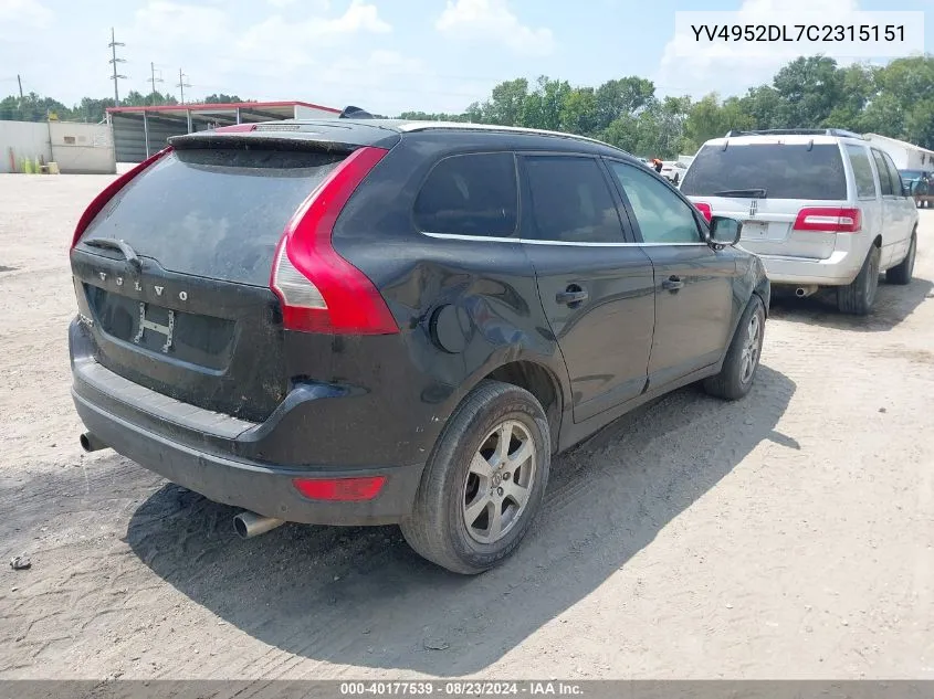 2012 Volvo Xc60 3.2/3.2 Platinum/3.2 Premier/3.2 Premier Plus VIN: YV4952DL7C2315151 Lot: 40177539