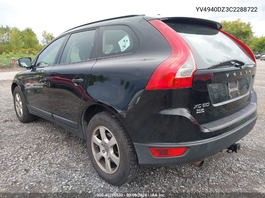 2012 Volvo Xc60 3.2 VIN: YV4940DZ3C2288722 Lot: 40285530