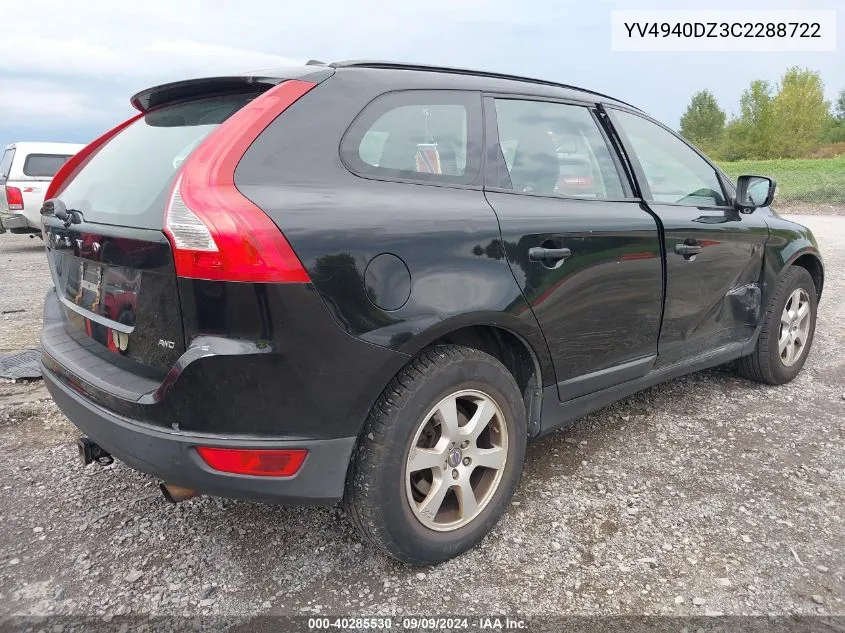 2012 Volvo Xc60 3.2 VIN: YV4940DZ3C2288722 Lot: 40285530