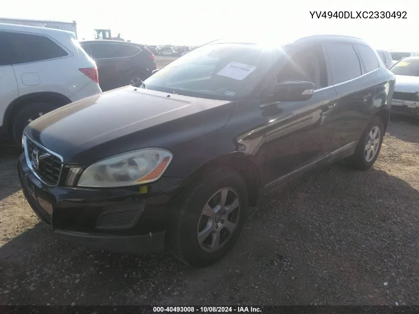 2012 Volvo Xc60 3.2 VIN: YV4940DLXC2330492 Lot: 40493008