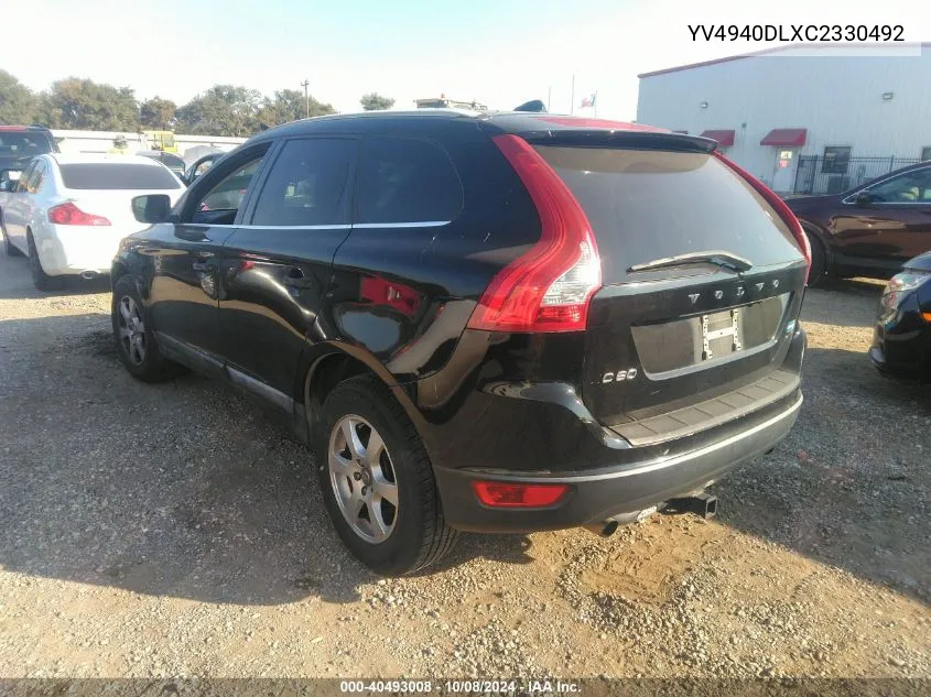 2012 Volvo Xc60 3.2 VIN: YV4940DLXC2330492 Lot: 40493008