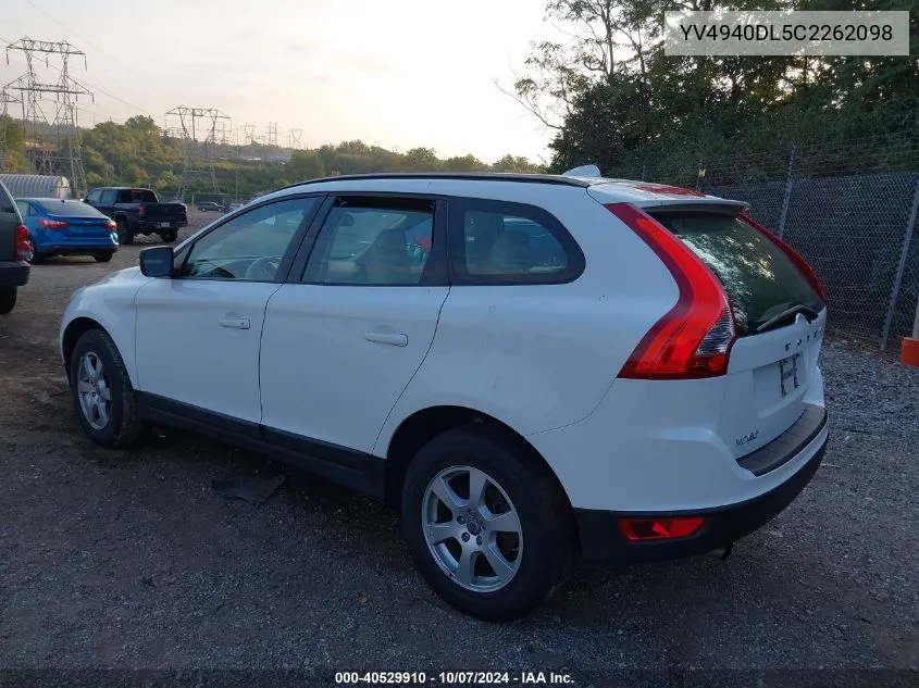 2012 Volvo Xc60 3.2 VIN: YV4940DL5C2262098 Lot: 40529910