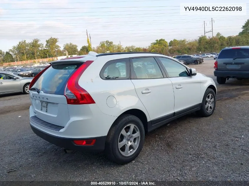 2012 Volvo Xc60 3.2 VIN: YV4940DL5C2262098 Lot: 40529910