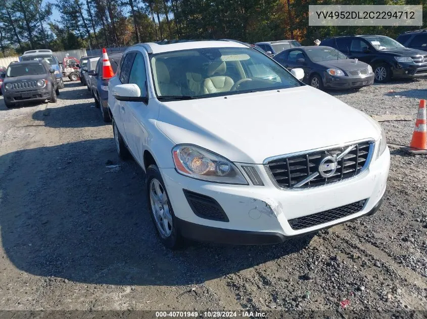 2012 Volvo Xc60 3.2/3.2 Platinum/3.2 Premier/3.2 Premier Plus VIN: YV4952DL2C2294712 Lot: 40701949