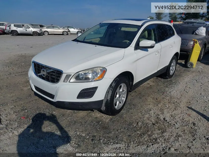 2012 Volvo Xc60 3.2/3.2 Platinum/3.2 Premier/3.2 Premier Plus VIN: YV4952DL2C2294712 Lot: 40701949