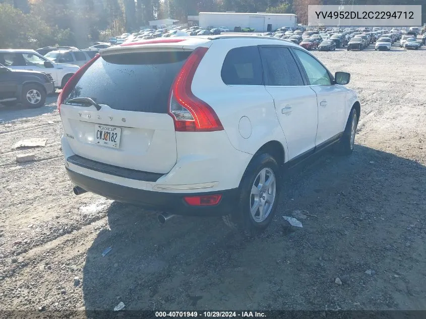 2012 Volvo Xc60 3.2/3.2 Platinum/3.2 Premier/3.2 Premier Plus VIN: YV4952DL2C2294712 Lot: 40701949