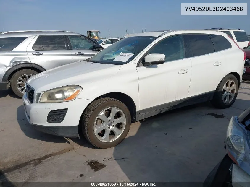 2013 Volvo Xc60 3.2/3.2 Platinum/3.2 Premier Plus/3.2L Premier VIN: YV4952DL3D2403468 Lot: 40621859