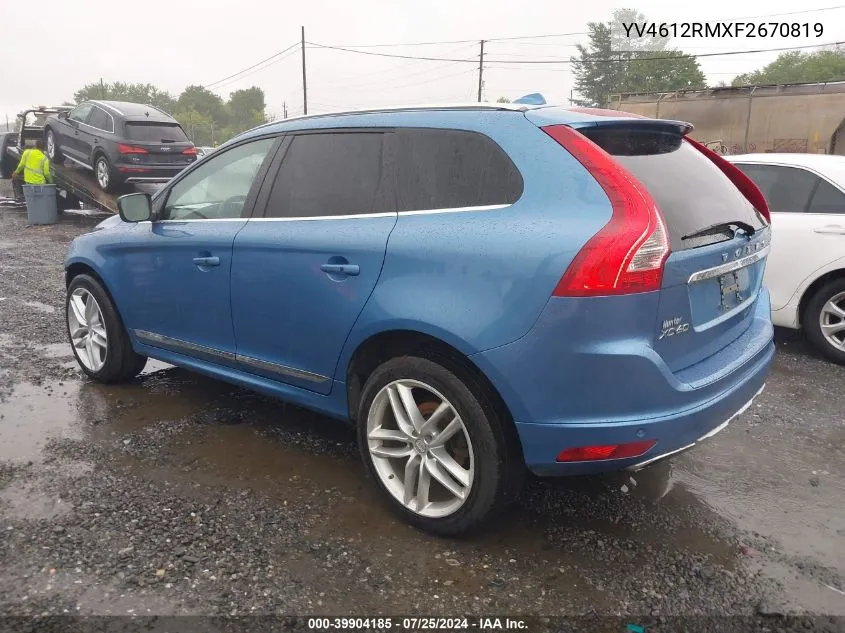 2015 Volvo Xc60 T5 Platinum VIN: YV4612RMXF2670819 Lot: 39904185