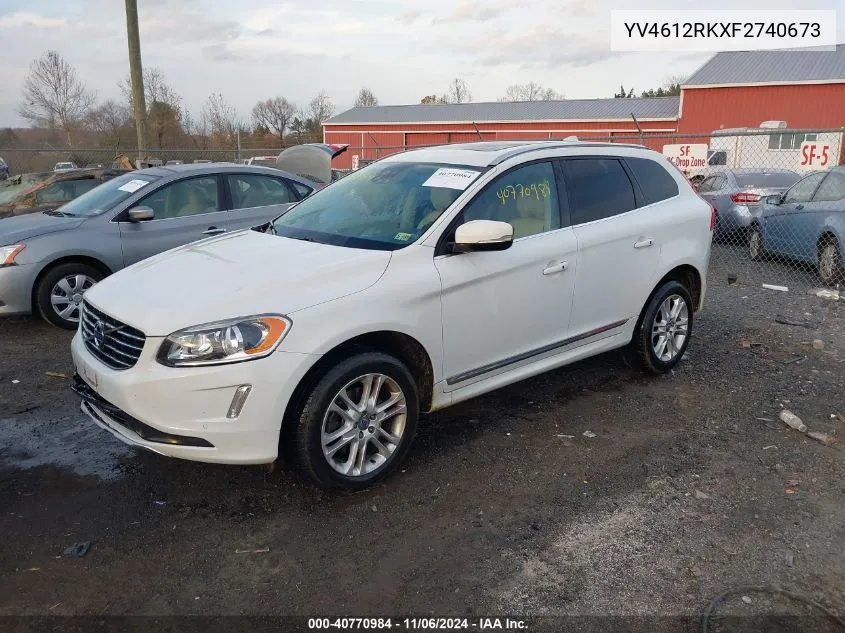 2015 Volvo Xc60 T5/T5 Premier VIN: YV4612RKXF2740673 Lot: 40770984