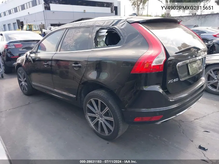 2016 Volvo Xc60 T6 Platinum VIN: YV4902RMXG2815651 Lot: 39831183