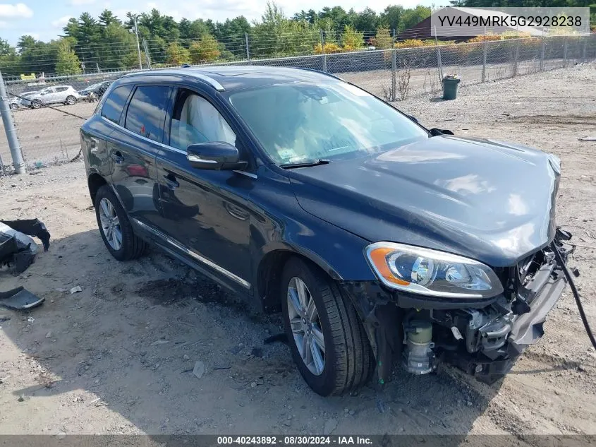 2016 Volvo Xc60 T6 Drive-E VIN: YV449MRK5G2928238 Lot: 40243892