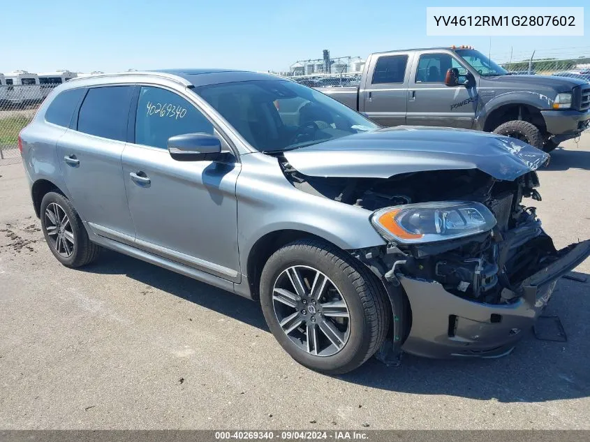 2016 Volvo Xc60 T5 Platinum VIN: YV4612RM1G2807602 Lot: 40269340