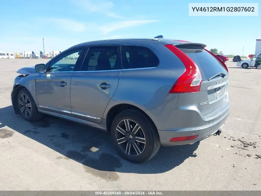 2016 Volvo Xc60 T5 Platinum VIN: YV4612RM1G2807602 Lot: 40269340