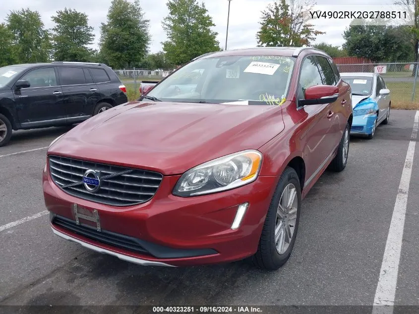 2016 Volvo Xc60 T6/Premier VIN: YV4902RK2G2788511 Lot: 40323251