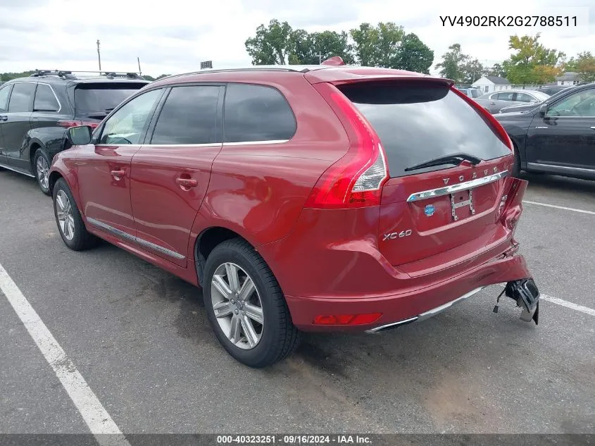 2016 Volvo Xc60 T6/Premier VIN: YV4902RK2G2788511 Lot: 40323251