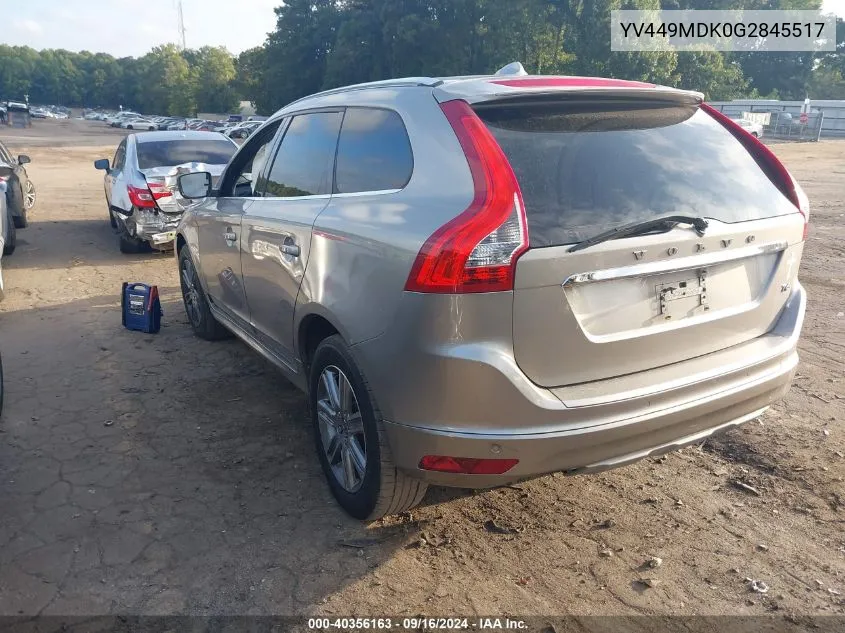 2016 Volvo Xc60 T6/Premier VIN: YV449MDK0G2845517 Lot: 40356163