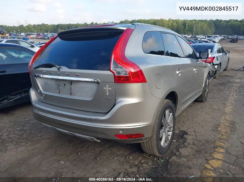 2016 Volvo Xc60 T6/Premier VIN: YV449MDK0G2845517 Lot: 40356163