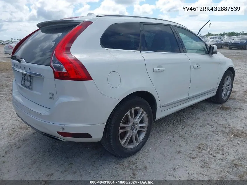 2016 Volvo Xc60 T5 Premier VIN: YV4612RK4G2887539 Lot: 40491684