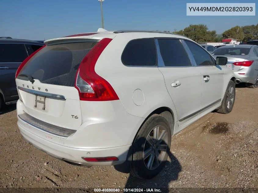 2016 Volvo Xc60 T6/Platinum VIN: YV449MDM2G2820393 Lot: 40590040