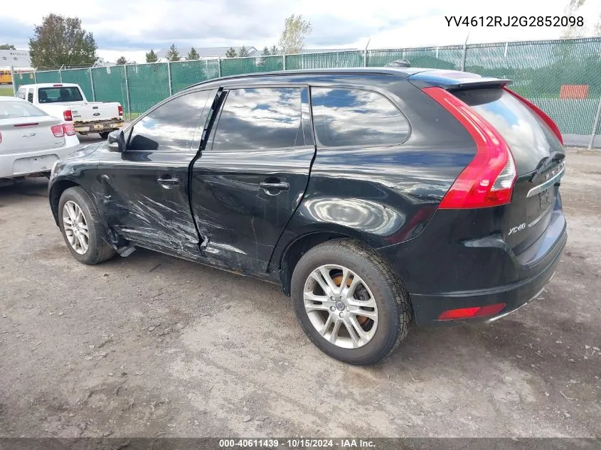 2016 Volvo Xc60 T5 VIN: YV4612RJ2G2852098 Lot: 40611439