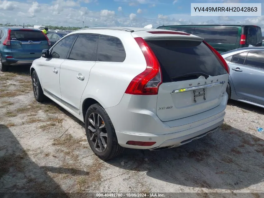 2017 Volvo Xc60 T6 Dynamic VIN: YV449MRR4H2042863 Lot: 40492780