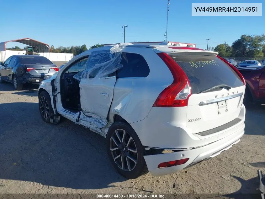 2017 Volvo Xc60 T6 Dynamic VIN: YV449MRR4H2014951 Lot: 40614459