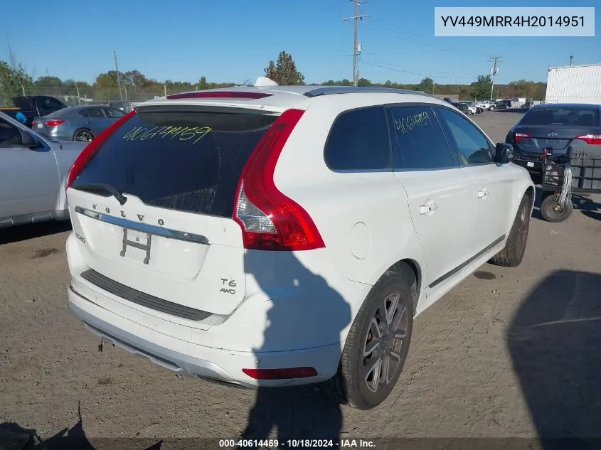 2017 Volvo Xc60 T6 Dynamic VIN: YV449MRR4H2014951 Lot: 40614459