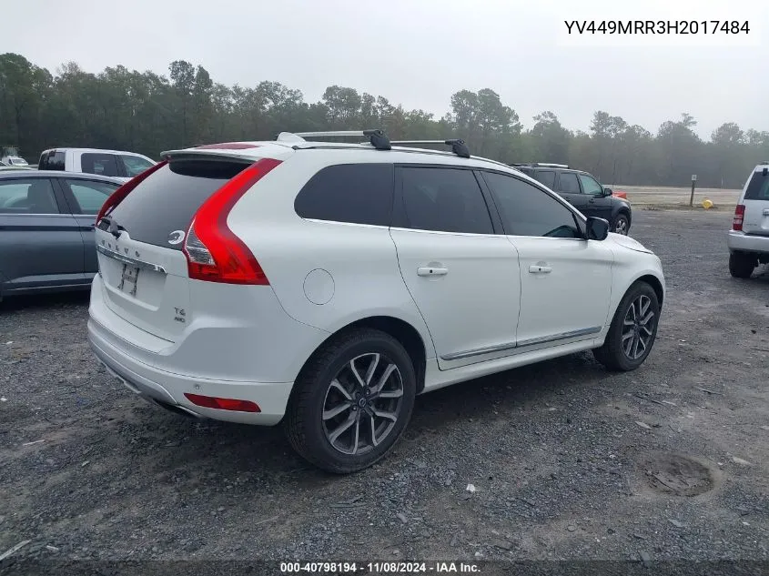 2017 Volvo Xc60 T6 Dynamic VIN: YV449MRR3H2017484 Lot: 40798194