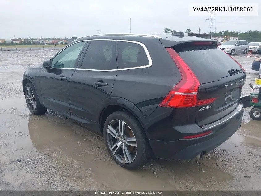 2018 Volvo Xc60 T6 Momentum VIN: YV4A22RK1J1058061 Lot: 40017797