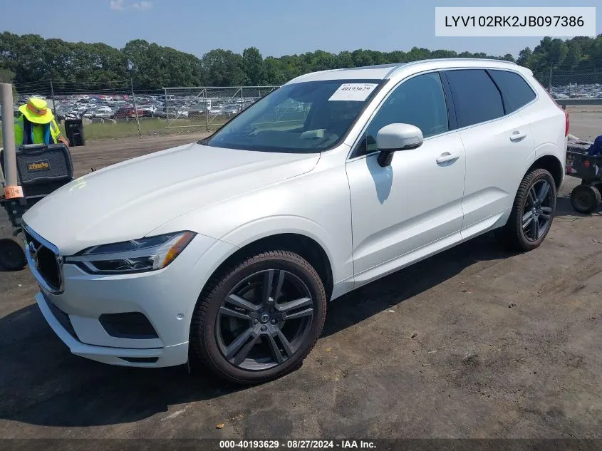 2018 Volvo Xc60 T5 Momentum VIN: LYV102RK2JB097386 Lot: 40193629