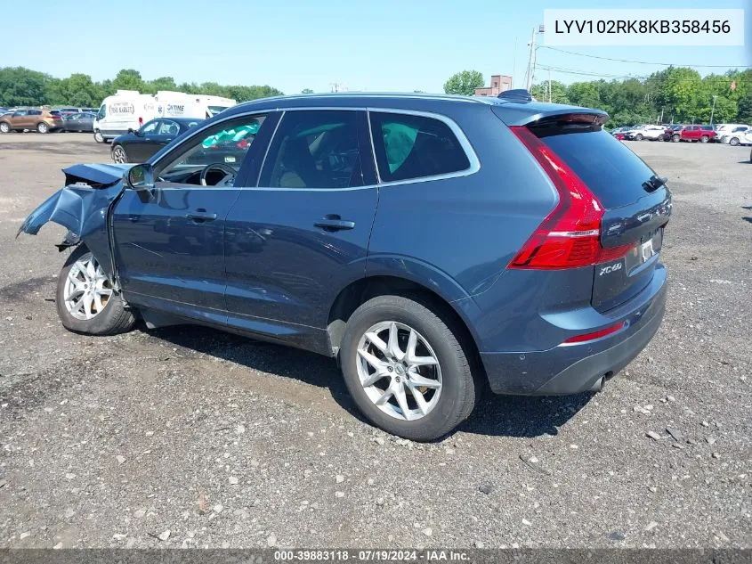 2019 Volvo Xc60 T5 Momentum VIN: LYV102RK8KB358456 Lot: 39883118