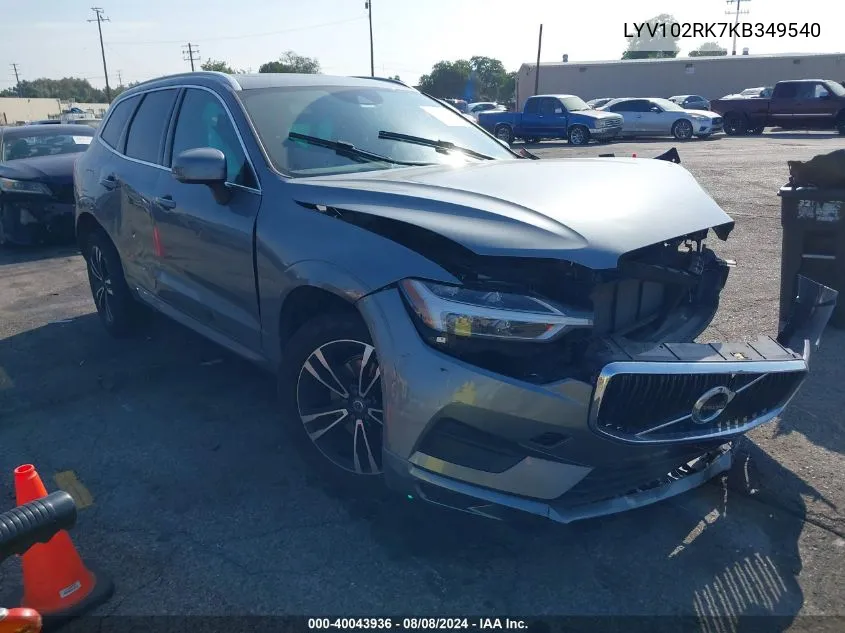 LYV102RK7KB349540 2019 Volvo Xc60 T5 Momentum