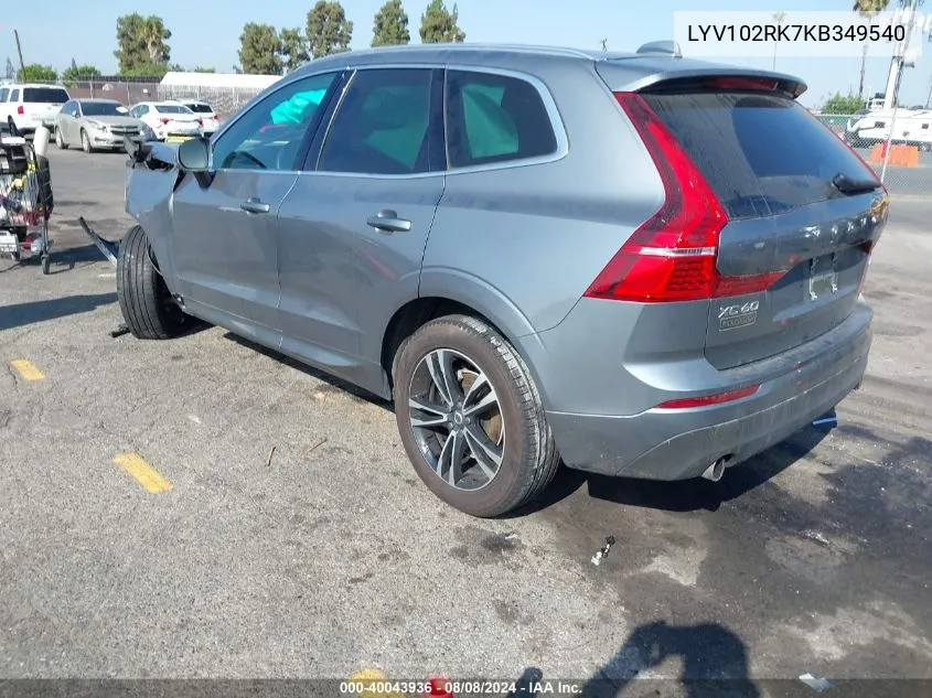 LYV102RK7KB349540 2019 Volvo Xc60 T5 Momentum