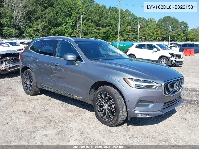 2019 Volvo Xc60 T5 Inscription VIN: LYV102DL8KB322153 Lot: 40058615