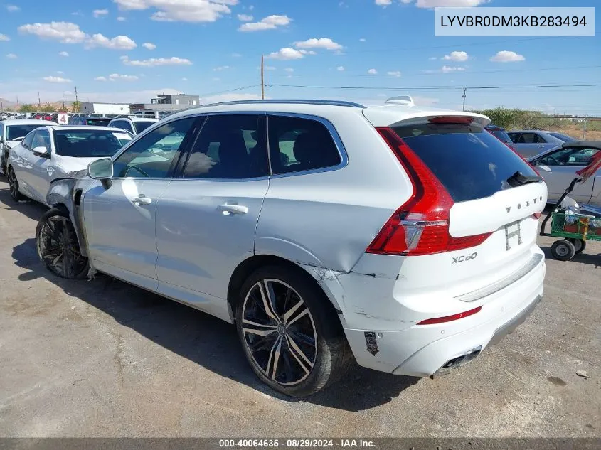 2019 Volvo Xc60 T8 R-Design VIN: LYVBR0DM3KB283494 Lot: 40064635