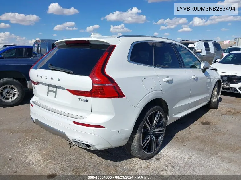 2019 Volvo Xc60 T8 R-Design VIN: LYVBR0DM3KB283494 Lot: 40064635