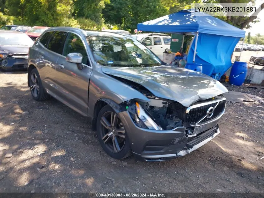 2019 Volvo Xc60 T6 Momentum VIN: LYVA22RK3KB201881 Lot: 40130903