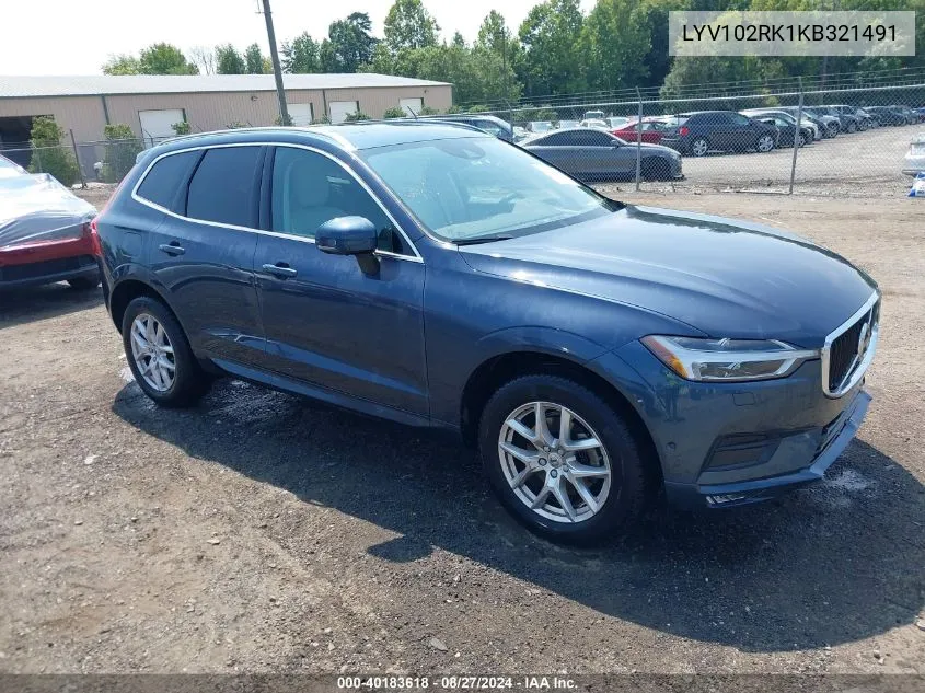 2019 Volvo Xc60 T5 Momentum VIN: LYV102RK1KB321491 Lot: 40183618