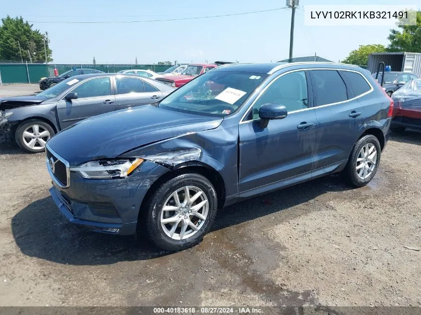 2019 Volvo Xc60 T5 Momentum VIN: LYV102RK1KB321491 Lot: 40183618