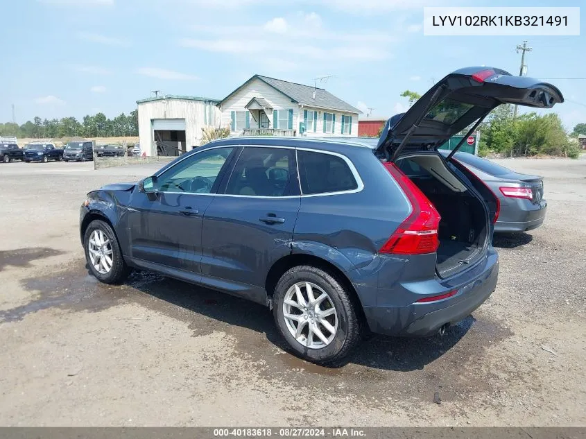 2019 Volvo Xc60 T5 Momentum VIN: LYV102RK1KB321491 Lot: 40183618