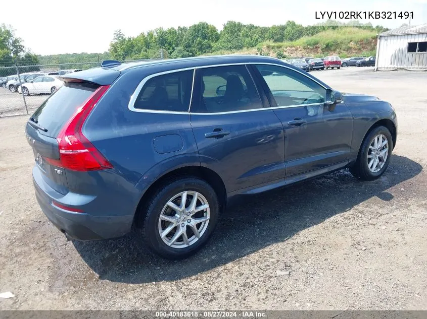 2019 Volvo Xc60 T5 Momentum VIN: LYV102RK1KB321491 Lot: 40183618