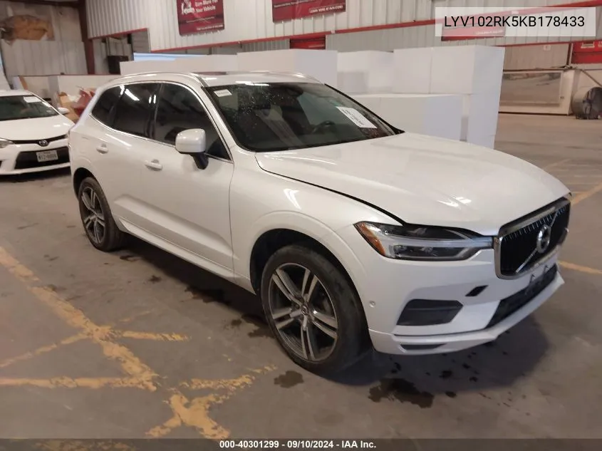 2019 Volvo Xc60 T5 VIN: LYV102RK5KB178433 Lot: 40301299