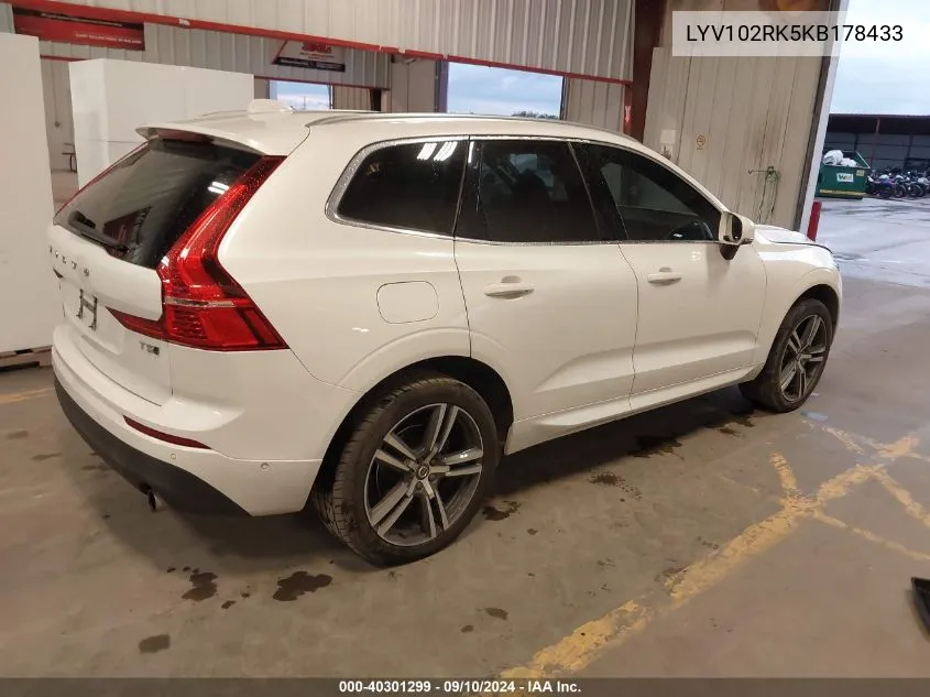 2019 Volvo Xc60 T5 VIN: LYV102RK5KB178433 Lot: 40301299